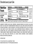Southern Roots Vegan Bakery Chocolate Luxury Layer Cake Nutrition