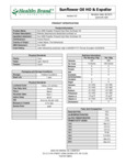 HB Sunflower Oil Nutrition