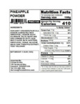 POWDER BUBBLE TEA PINEAPPLE nutrition