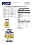 GOYA 7.5 lb. Adobo (No Pepper) Nutrition Information