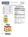 GOYA 7.5 lb. Adobo with Pepper Nutrition Information
