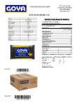 GOYA 4 lb. Black Beans Nutrition Information