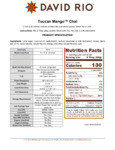 David Rio Toucan Mango Chai Mix Nutritional Information
