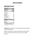 Dried Blueberries Nutrition Information