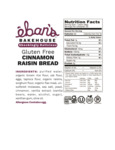 Eban's Bakehouse GF Cinnamon Raisin Bread Nutrition Eban's Bakehouse GF Cinnamon Raisin Bread Nutrition