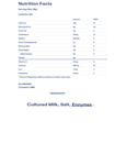 Tillamook Extra Sharp White Cheddar Nutrition