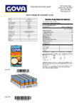Goya 15 oz. Cream of Coconut Nutrition Information