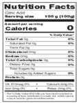 Philadelphia Water Ice Citric Acid Solution Nutrition Table