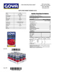 GOYA 47 oz. Red Kidney Beans Nutrition Information GOYA 47 oz. Red Kidney Beans Nutrition Information