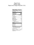 Regal Lemon Pepper Wing Rub 12 oz. Nutrition Information