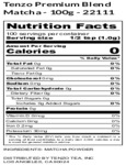 Tenzo Premium Blend Matcha - 100g - 22111_Nutrition