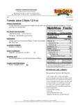 JUICE TOMATO 24/7.2OZ SACRAMENTO nutrition