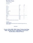 Tillamook Vanilla Bean Nutrition