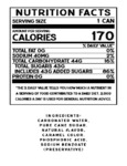 Wild Bill's Original Cola Nutrition