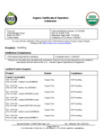 Oregon Chai Organic Certificate