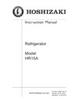 Hoshizaki HR15A Instruction Manual Hoshizaki HR15A Instruction Manual