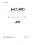 Jaccard VA2000 Automatic Stacker Slicer Manual