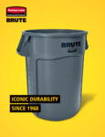 Rubbermaid BRUTE 44 Gallon Orange Round High Visibility Trash Can brochure