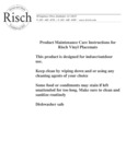Product Maintenance Care Instructions for Risch Vinyl Placemats