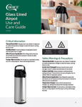 Glass Lined Airpot Use and Care Guide