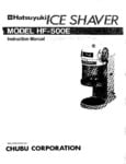 Hatsuyuki HF-500E Cube Ice Shaver Manual