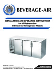 Hydrocarbon BB Back Bar Refrigerator Installation and Operation Instructions Hydrocarbon BB Back Bar Refrigerator Installation and Operation Instructions
