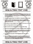 Menu and Table Tent Care