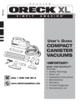 Oreck BB900-DGR XL Pro 5 Canister Vacuum Cleaner Manual