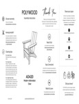 Polywood AD420 Modern Adirondack Chair Assembly Instructions Polywood AD420 Modern Adirondack Chair Assembly Instructions
