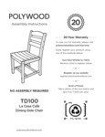 POLYWOOD TD100 La Casa Cafe Assembly Instructions POLYWOOD TD100 La Casa Cafe Assembly Instructions