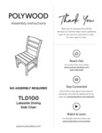 POLYWOOD TLD100 Lakeside Dining Side Chair Assembly Instructions