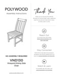 POLYWOOD Vineyard Side Chair Assembly Instructions