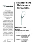 PRE-RINSE UNIT B-2250 Instructions