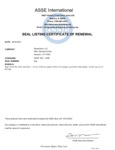 Rectorseal Magic Vent ASSE International Certificate
