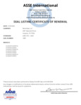 Rectorseal SureSea ASSE International Certificate