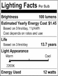 S8038 Lighting Facts Label