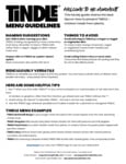 Tindle Menu Guidelines Tindle Menu Guidelines
