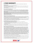 Turbo Air 5  Year Warranty