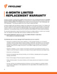 Fryclone 6 Month Limited Replacement Warranty 