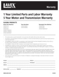 Lavex Pro Series Warranty