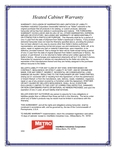 Metro's heated cabinet warranty Information