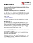 Micro Matic Warranty Information