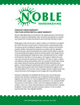 Noble Warewashing Warranty Noble Warewashing Warranty