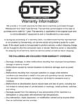 Otex Warranty Otex Warranty