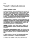 Pacer Pumps - Warranty_Return Authorizations