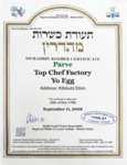 Yo Egg Kosher Certificate