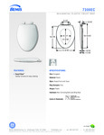 SEAT TOILET ELONGATED PLASTIC WHITE EZ CLEAN spec sheet