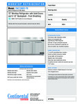 Continental Refrigerator SW72-N-BS-FB Spec Sheet