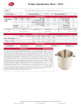 Tablecraft Wine Bucket Specsheet Tablecraft Wine Bucket Specsheet
