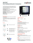 Alto-Shaam AR-7HT Specsheet Alto-Shaam AR-7HT Specsheet